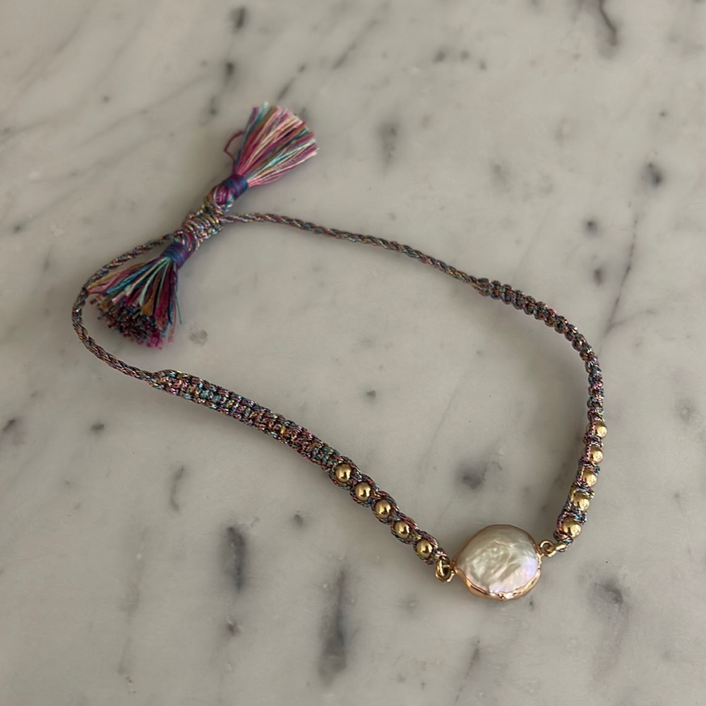 Adjustable large freshwater pearl bracelet